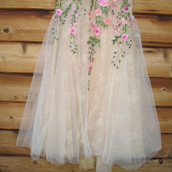 MAC DUGGAL 20652 Beige Strapless Bustier Floral Embroidered Mermaid Gown - Picture 11 of 15